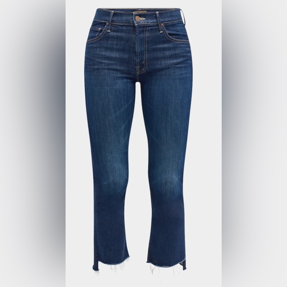 MOTHER Insider Cropped Step Fray Women's Blue Jeans - Picture 5 of 16